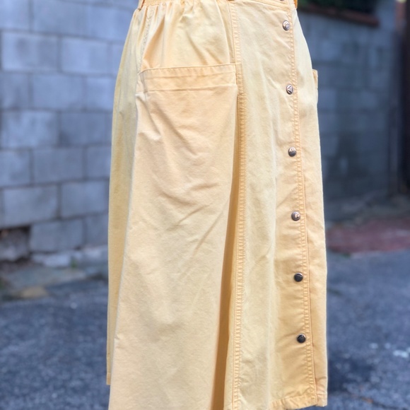Yellow Vintage Liz Claiborne Skirt Snaps Pockets - Picture 5 of 7
